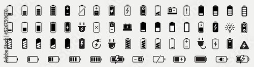 Battery icons set. Battery charge level indicators icons set. Discharged and fully charged battery. level battery energy. Vector illustration