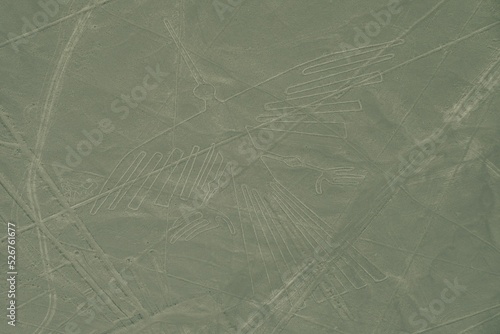 Beautiful shot of Nazca Condor Lines Geoglyphs in the Nasca desert