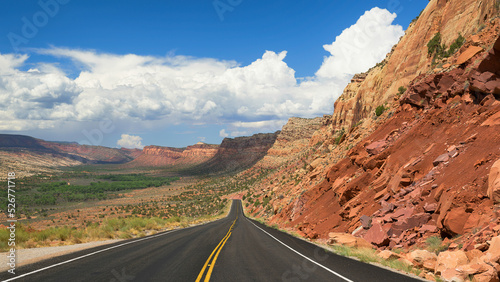 Bicentennial Highway, or Utah State Route 95, through desert and red rock formations outside of Blanding, Utah