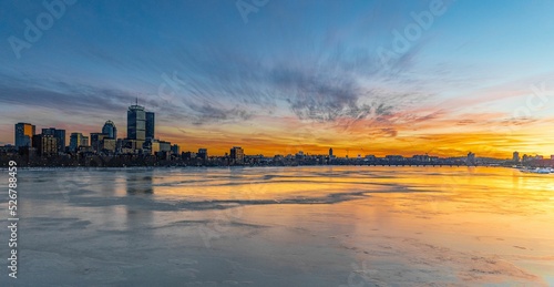 Boston skyline at sunset. Massachusetts, United States.