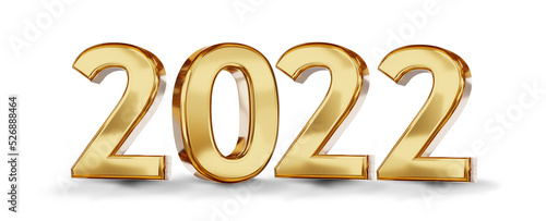 2022 golden bold year symbol isolated 3d-illustration