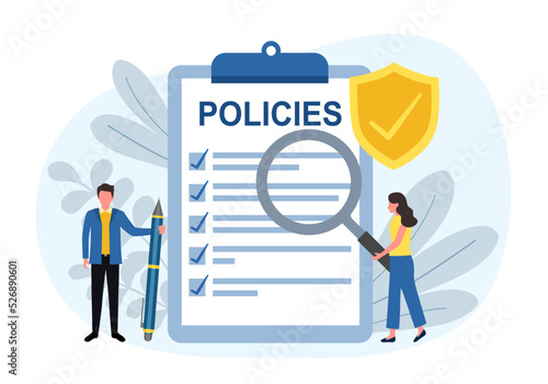 Business policy document concept vector illustration. Insurance policies.