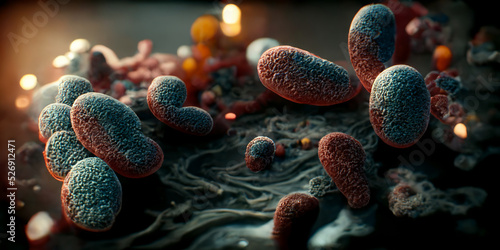 Germs Bacteria Virus Microorganisms Parasites 3D Illustration