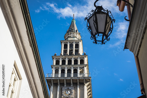 Bell tower of Cathedral of St. Nicholas in Bielsko-Biala, Silesian Province of Poland