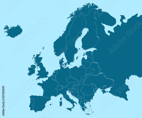 Map of Europe countries with highly detail