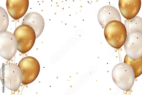 Confetti And luxury gold Balloon Birthday Celebration border