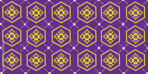 Geometric graphic motifs and applied Thai motifs on a silver purple background are designed as templates for printing on fabrics, carpets, curtains, wallpaper, paper or ceramic products.