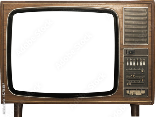 Vintage television with cut out screen on Isolated