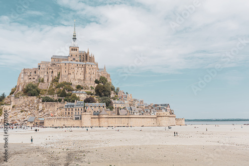 Le Mont Saint-Michel monastery landscape. Tidal island and abbey in Normandy - North France.