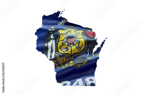 Wisconsin state map shape with flag. PNG icon