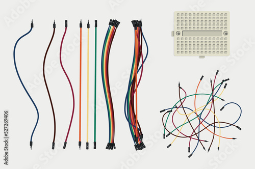 Conducting wires with breadboard top view