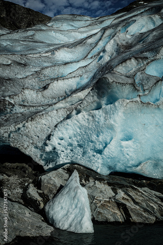 Fonte des glaciers suite au réchauffement climatique, glacier du Nigardsbreen