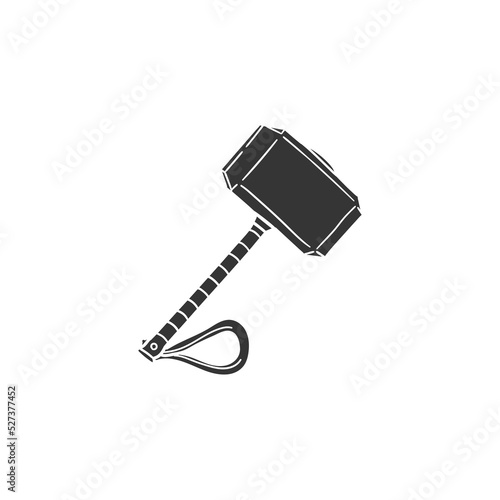 Viking Hammer Icon Silhouette Illustration. Weapon Vector Graphic Pictogram Symbol Clip Art. Doodle Sketch Black Sign.
