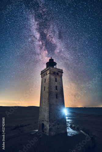 Old Lighthouse and Milky Way in northern Denmark. High quality photo