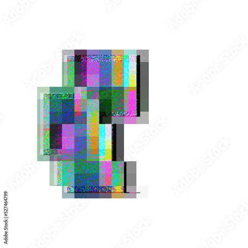 Isolated transparent abstract glitch art element.