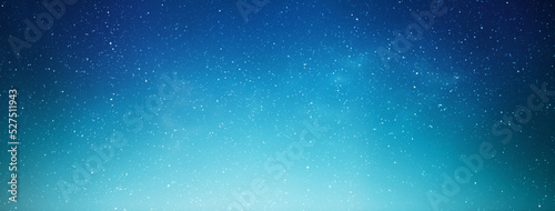 Night starry sky at sunrise. Blue galaxy, horizontal banner