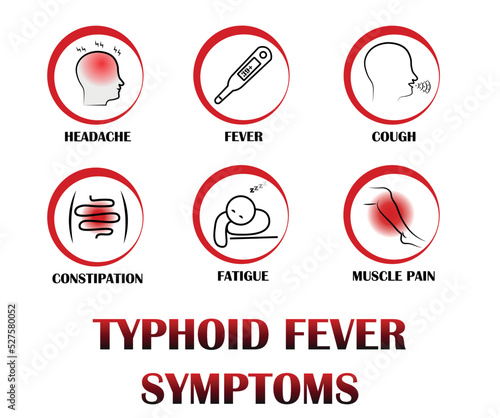 Typhoid fever symptoms, Pictograms with names of individual symptoms