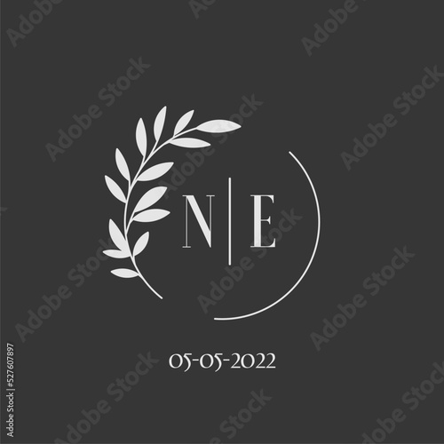 Initial letter NE wedding monogram logo design inspiration