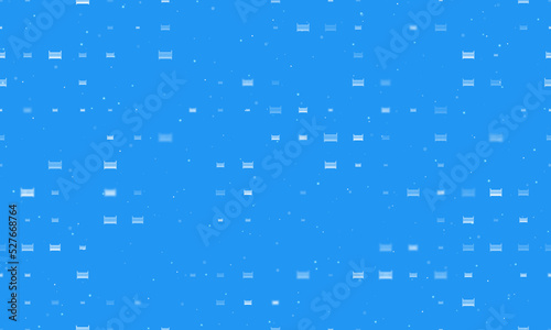 Seamless background pattern of evenly spaced white baby cot symbols of different sizes and opacity. Vector illustration on blue background with stars