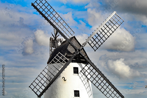 The famous windmill in Lytham, Lancashire. This windmill is located on the promenade and seafront and is a popular tourist attraction.