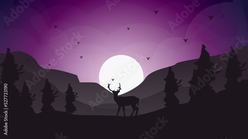 Montain landscape silhoutte flat illustration