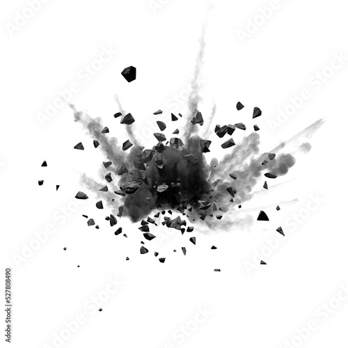Exploding Debris and Rubble Bomb Blast Overlay, Transparent Background PNG 