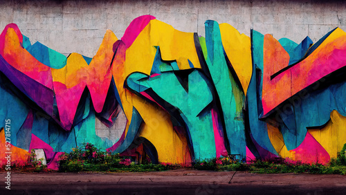 Colorful graffiti on urban wall as background texture design