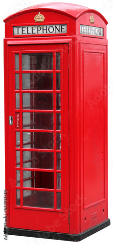 Red phone booth box in London UK