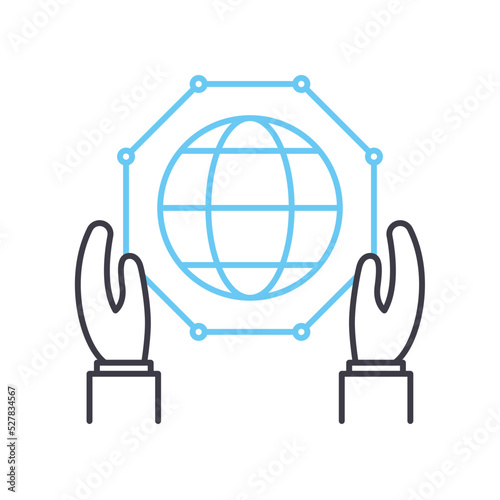 artificial noosphere line icon, outline symbol, vector illustration, concept sign