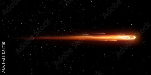  Burning meteorite on black background. Asteroid of iron and magnetite as it passes through Earth's orbit. 3d illustration 1