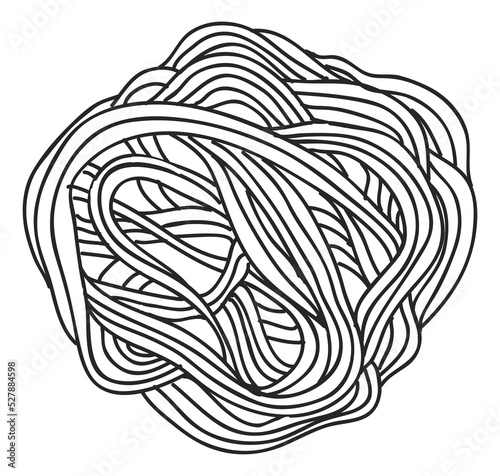 Cooked spaghetti icon. Hand drawn pasta food