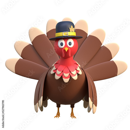 happy thanksgiving turkey 3d icon illustration