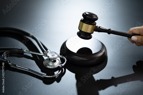 Medical Malpractice Gavel And Stethoscope