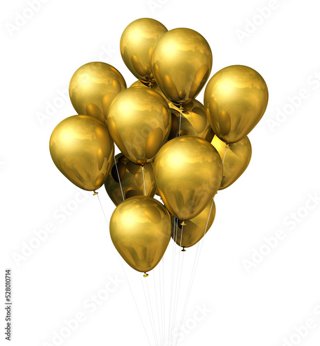 Gold air balloons on a transparent background