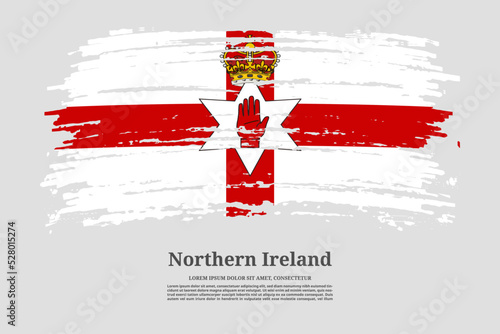 Northern Ireland flag with brush stroke effect and information text poster, vector