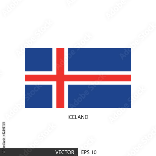 Iceland square flag on white background and specify is vector eps10.
