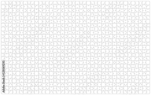 Jigsaw Puzzle 1000 pieces. Vector black and white irregular pattern isolated on white background. Jigsaw scheme template.