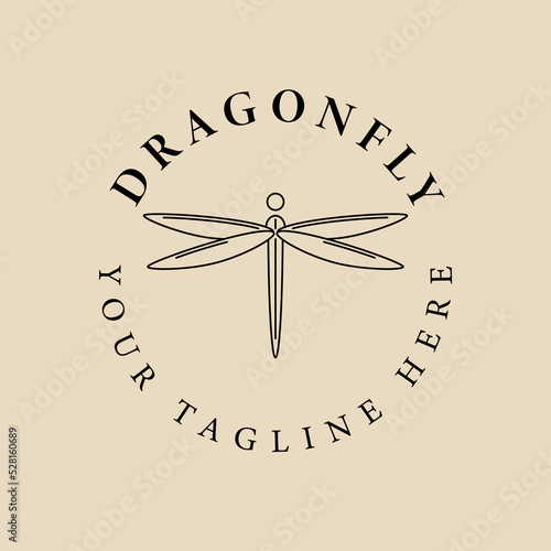 Abstract elegant dragonfly line logo icon vector design. Beautiful lined vector sign