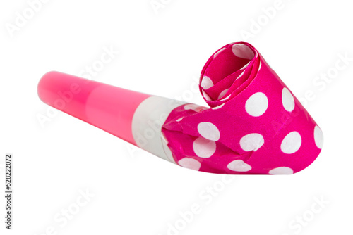 Party horn blowout in dots isolated on the white background