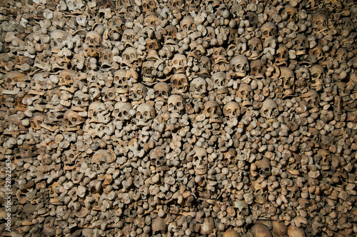 Skulls and bones in ossuary