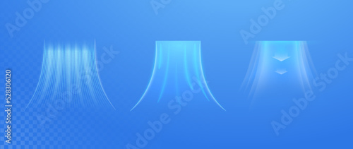 Air flow on a light background. Light effect of fresh purified air. Vector illustration