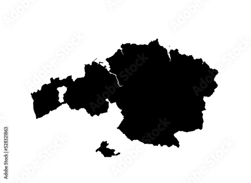 Region Biscay map vector silhouette illustration isolated on white background. High detailed illustration. Spain province, part of autonomous community Basque. Country in Europe, EU member.