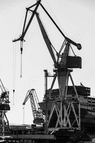 cranes at the port of pula, croatia