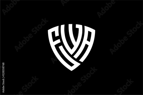 EWA creative letter shield logo design vector icon illustration