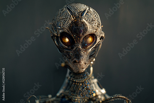 Amazing digital drawing of a Alien face.