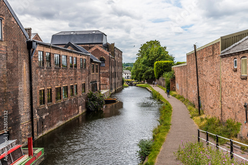 A view down the canal in Stourbridge, UK in summertime