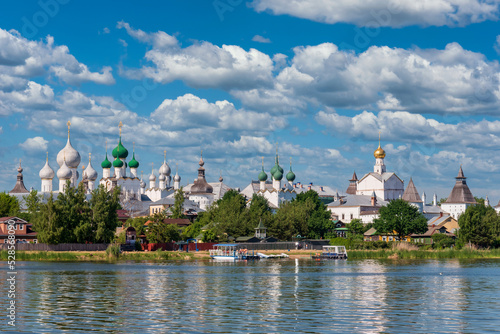 View from the lake to the Kremlin of Rostov, Russia.