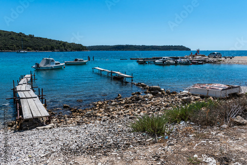 port and boats in the sea near Pula, croatia