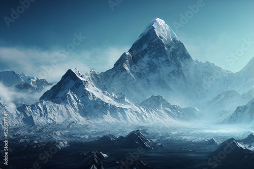 Mount Everest Panoramic View of Himalaya Mountains