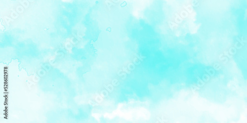 Light sky blue shades watercolor background. Aquarelle paint paper textured canvas for design with the sunlight passing, creating a miraculous abstract shape, vector illustrator.